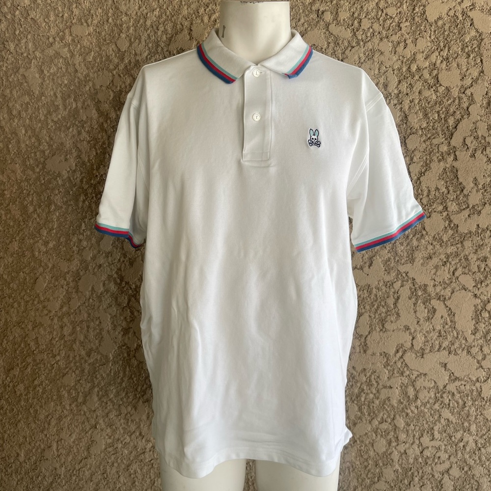 COPY - Psycho Bunny White Collared Polo Shirt, Mens Size 2X
